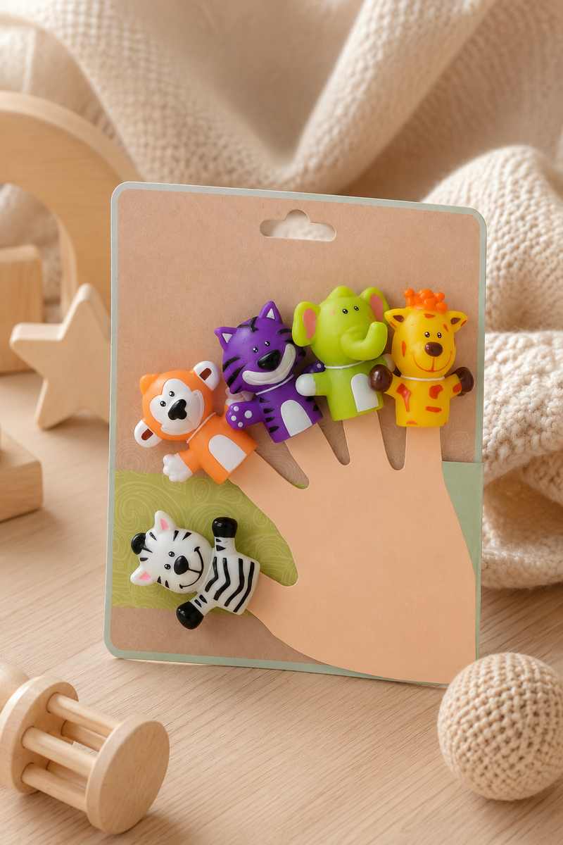 Cute Animal Finger Puppet Storytelling Sensory Toy Set for Kids (3+ Years) - Jungle