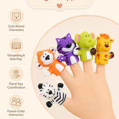 Cute Animal Finger Puppet Storytelling Sensory Toy Set for Kids (3+ Years) - Jungle