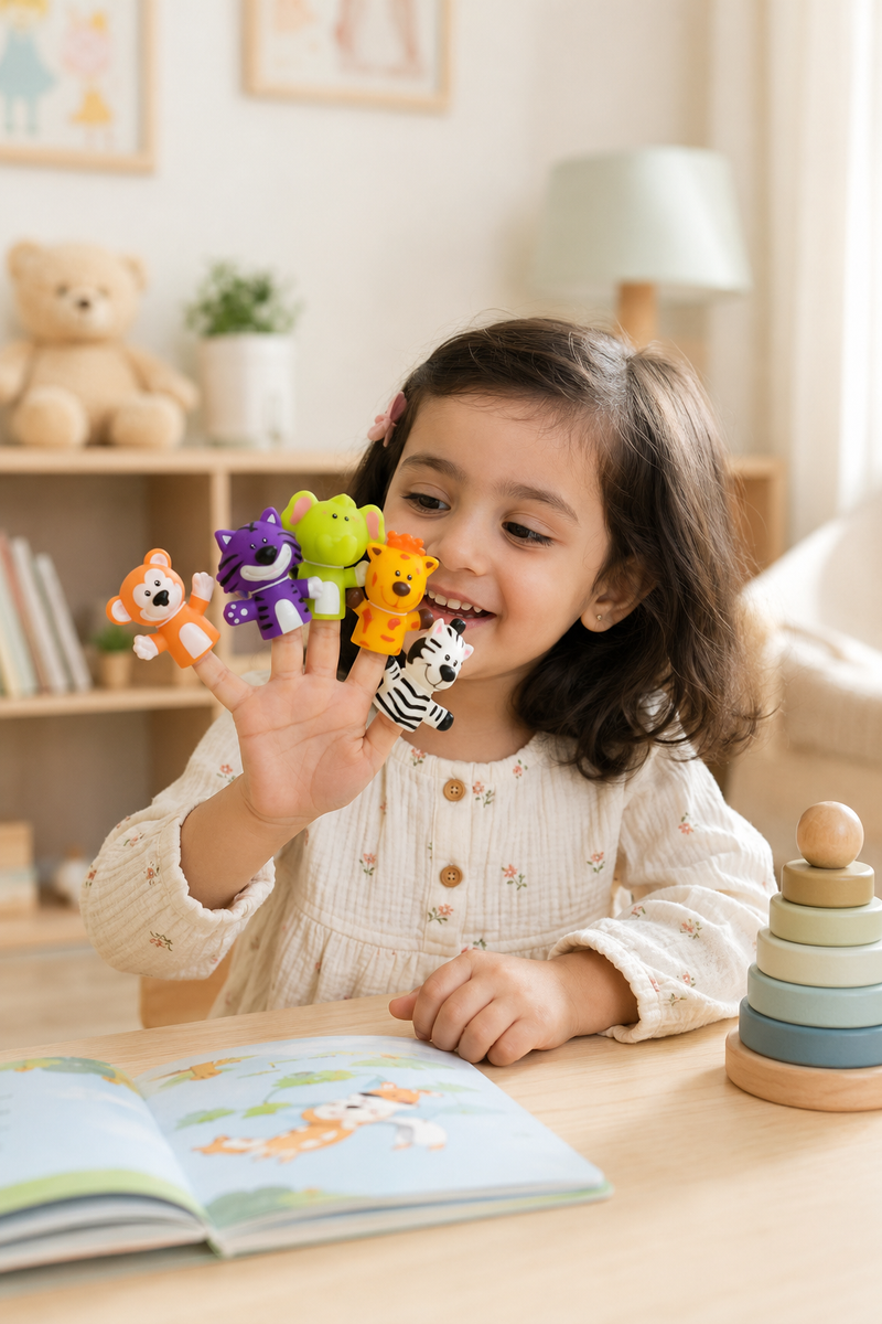 Cute Animal Finger Puppet Storytelling Sensory Toy Set for Kids (3+ Years) - Jungle