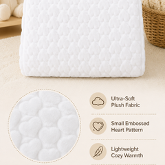 Ultra-Soft Plush Velvet Fleece Blanket with Embossed Heart Texture – Snow Hearts