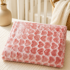 Ultra-Soft Plush Velvet Fleece Blanket with Embossed Heart Texture – Red Hearts
