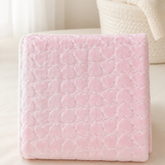 Ultra-Soft Plush Velvet Fleece Blanket with Embossed Heart Texture – Pink Hearts