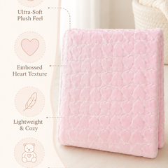 Ultra-Soft Plush Velvet Fleece Blanket with Embossed Heart Texture – Pink Hearts