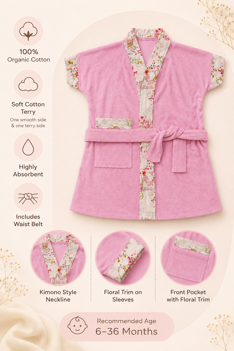 Bathrobe Towel -Pink Flora