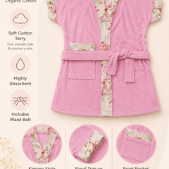 Bathrobe Towel -Pink Flora