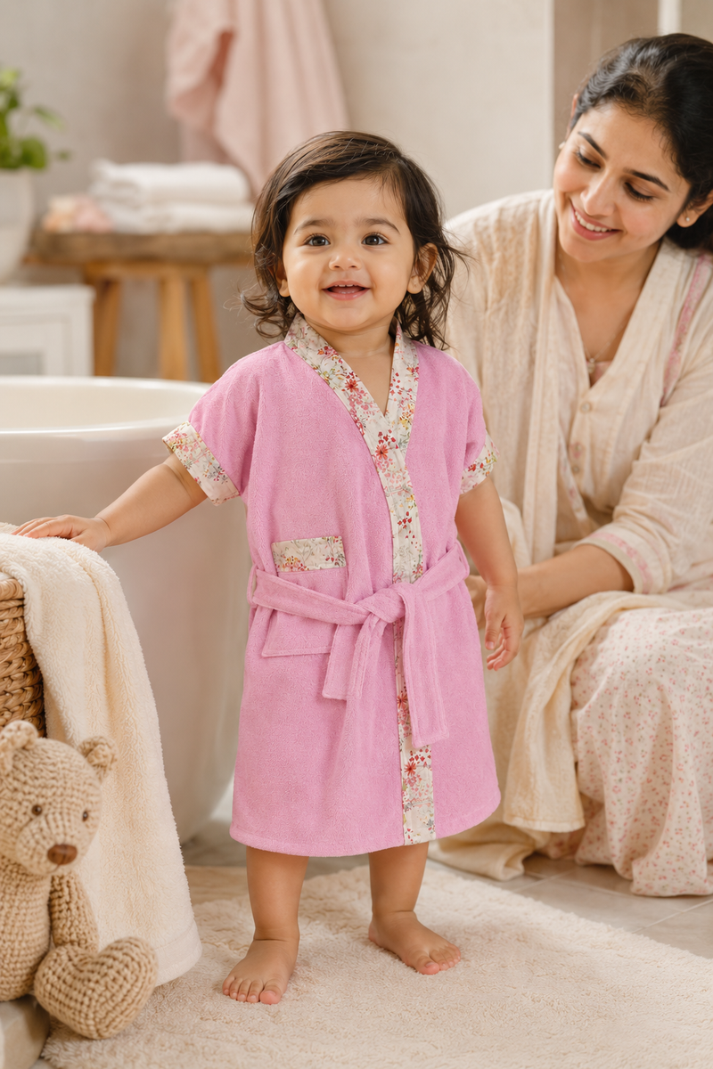 Bathrobe Towel -Pink Flora