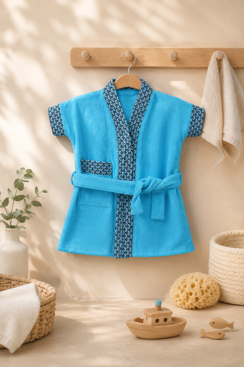 Bathrobe Towel -Blue Scale