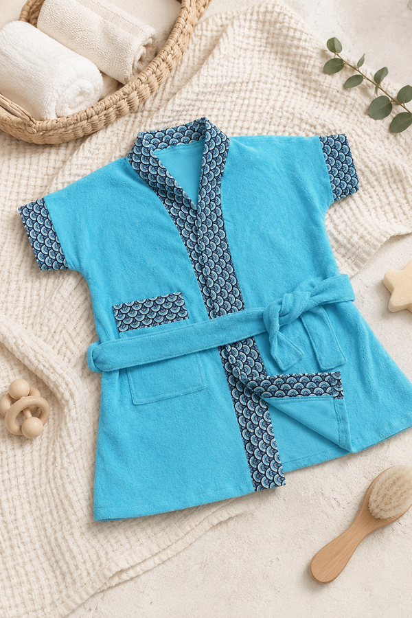 Bathrobe Towel -Blue Scale