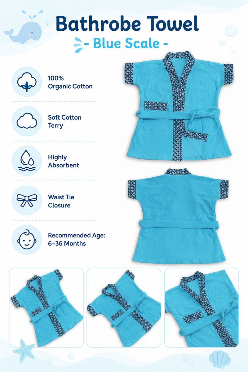 Bathrobe Towel -Blue Scale