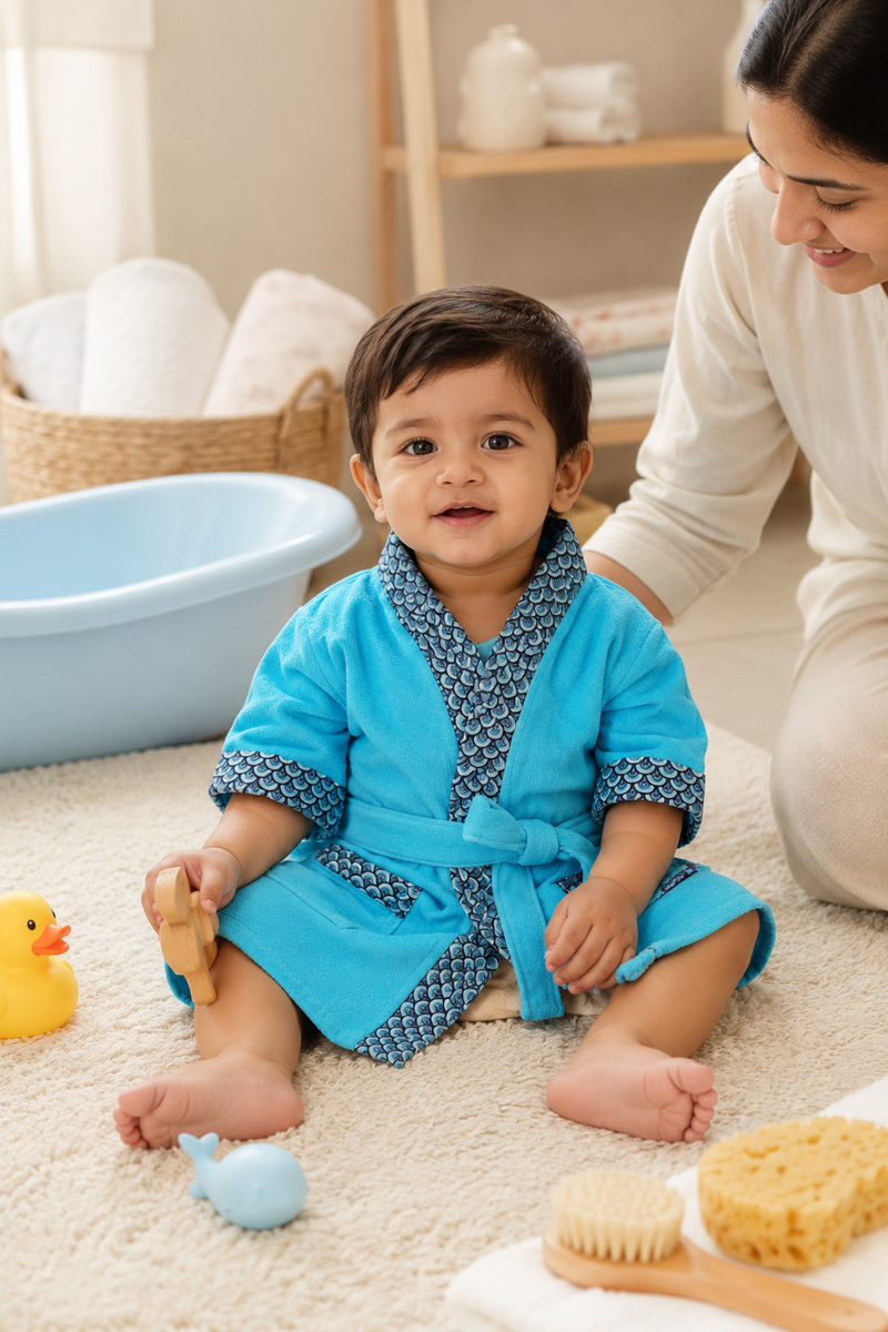 Bathrobe Towel -Blue Scale