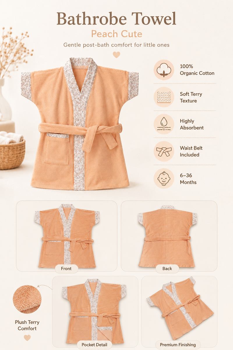 Bathrobe Towel -Peach Cute
