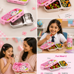 2 Compartment Stainless Steel Lunch Box | Leak Proof Easy Lock | BPA Free Food Grade Tiffin Box