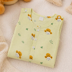 Green Sheep | Sleeveless | Unisex Romper Bodysuit | 100% Cotton Muslin for 0 to 2 Yrs