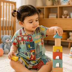 Beach Day | Short Sleeves | Unisex Romper Bodysuit | 100% Cotton Muslin for 0 to 2 Yrs