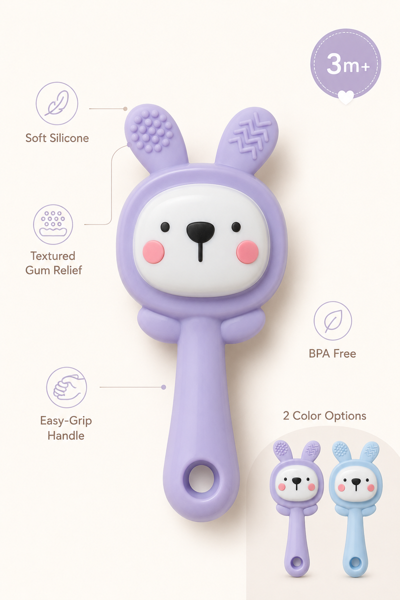 Kradyl Kroft Teether for Baby | Musical Rattle Teethers for 3 to 24 Months | Silicone Rattle Teether | BPA-Free for Easy Teething | Jhunjuna, Baby Feeding Toys