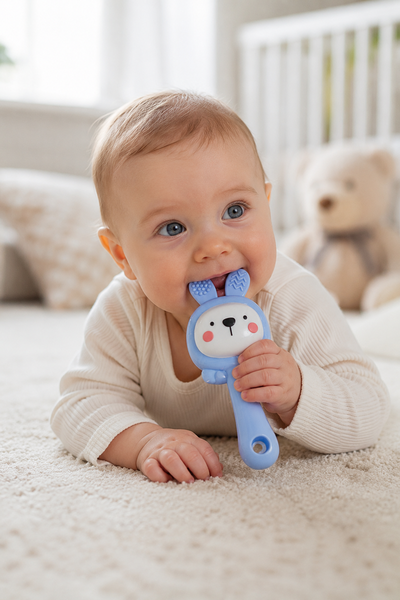 Kradyl Kroft Teether for Baby | Musical Rattle Teethers for 3 to 24 Months | Silicone Rattle Teether | BPA-Free for Easy Teething | Jhunjuna, Baby Feeding Toys