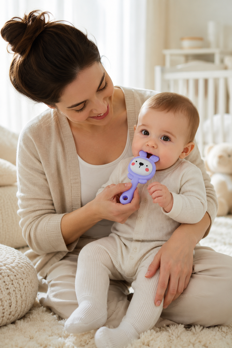 Kradyl Kroft Teether for Baby | Musical Rattle Teethers for 3 to 24 Months | Silicone Rattle Teether | BPA-Free for Easy Teething | Jhunjuna, Baby Feeding Toys
