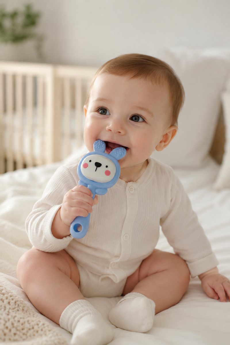 Kradyl Kroft Teether for Baby | Musical Rattle Teethers for 3 to 24 Months | Silicone Rattle Teether | BPA-Free for Easy Teething | Jhunjuna, Baby Feeding Toys