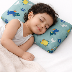 Kradyl Kroft Cervical Memory Foam Pillow for Kids 3 to 8 Yrs - Green Dino