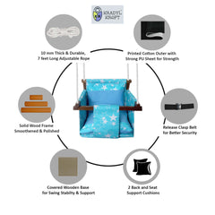 Cyan Star - Baby Swing | Jhula | Wooden Base