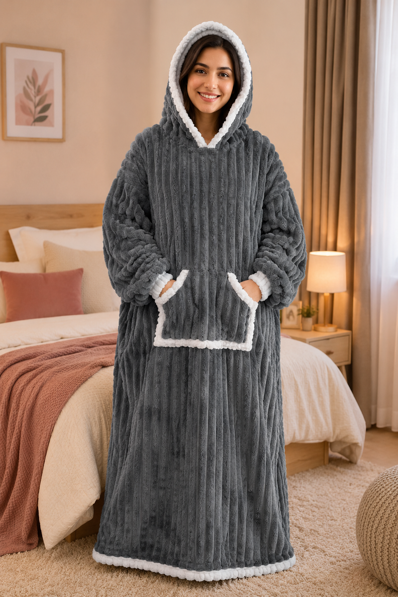 Grey Plush - KK × Coozly Coozlies™ – Plush Wearable Blanket for Kids | The Cozy Hug They Can Wear