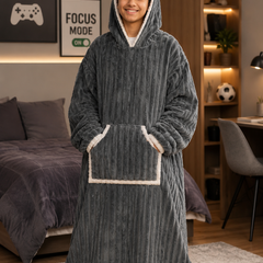 Grey Plush - KK × Coozly Coozlies™ – Plush Wearable Blanket for Kids | The Cozy Hug They Can Wear