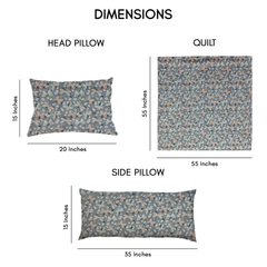 Kradyl Kroft Kids 3 Pcs Bedding Set with Removable Covers | Duvet, Pillow and Lumbar Pillow with 100% Cotton Covers - Grey Butterfly