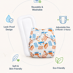 Adjustable Reusable Diaper Pant - Zag Cars