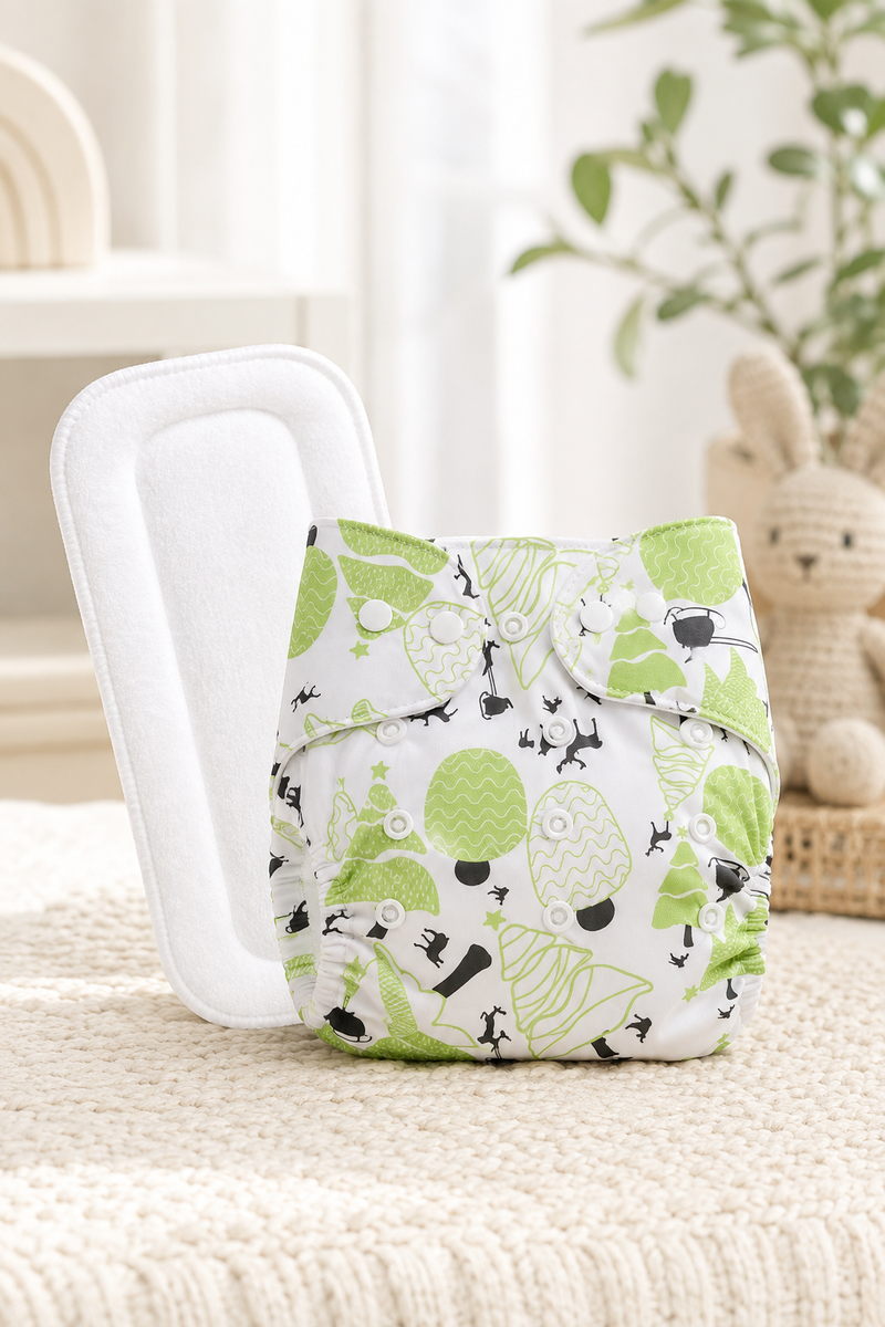 Adjustable Reusable Diaper Pant - Green Xmas
