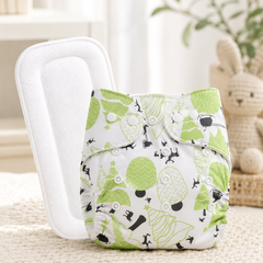 Adjustable Reusable Diaper Pant - Green Xmas