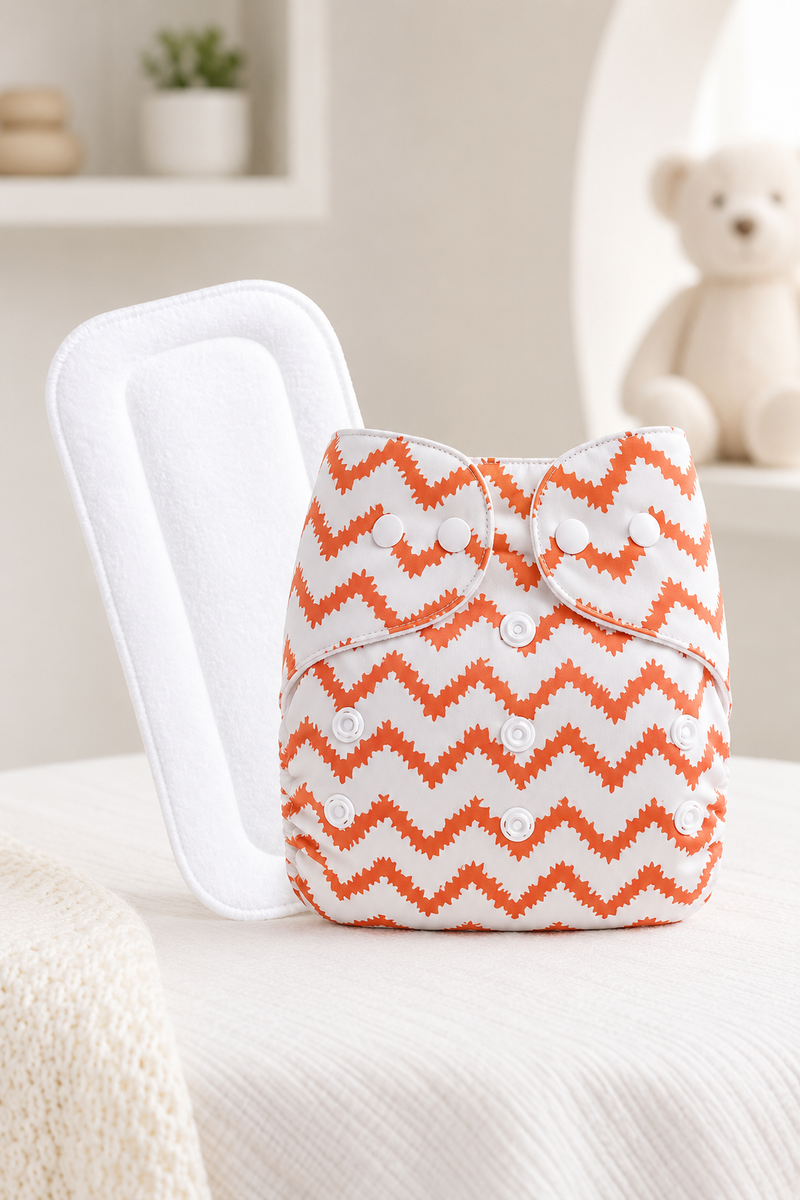 Adjustable Reusable Diaper Pant - Orange Chevron