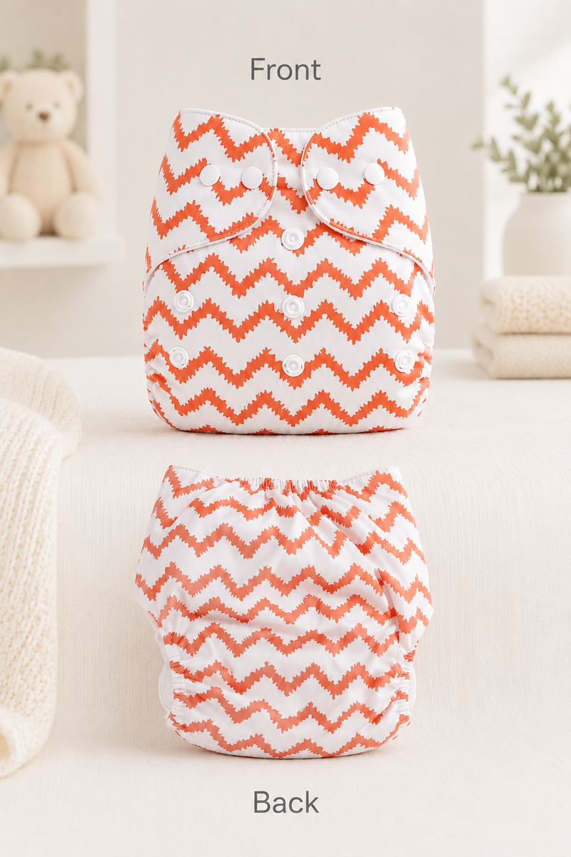 Adjustable Reusable Diaper Pant - Orange Chevron