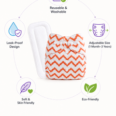 Adjustable Reusable Diaper Pant - Orange Chevron