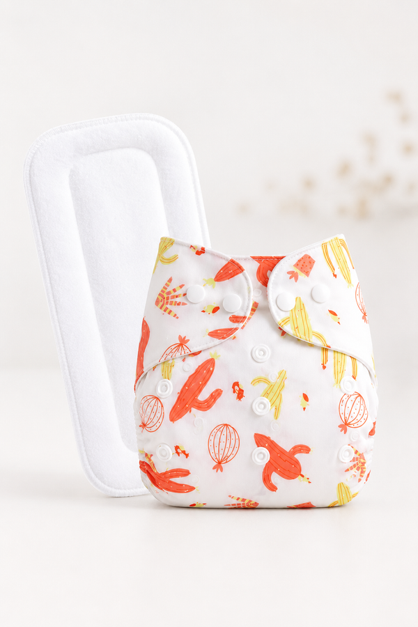 Adjustable Reusable Diaper Pant - Orange Cactii
