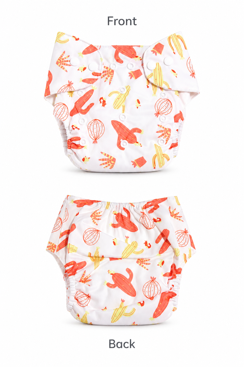 Adjustable Reusable Diaper Pant - Orange Cactii