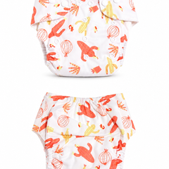 Adjustable Reusable Diaper Pant - Orange Cactii
