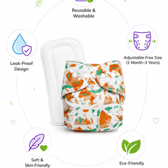 Adjustable Reusable Diaper Pant - Mountains