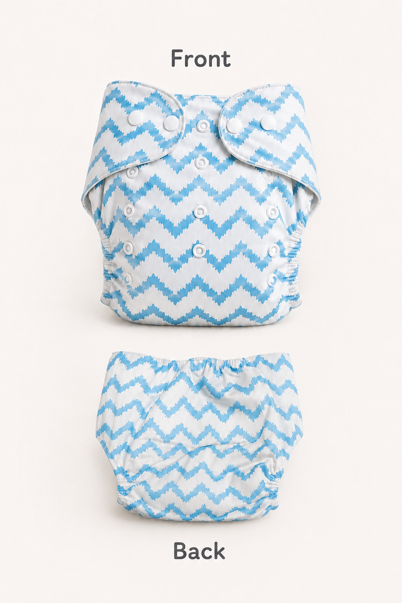 Adjustable Reusable Diaper Pant - Blue Chevron