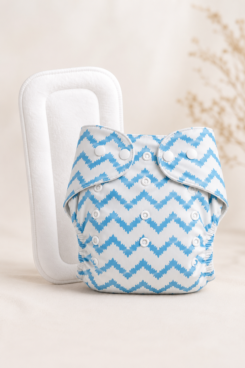 Adjustable Reusable Diaper Pant - Blue Chevron
