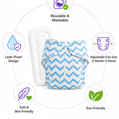 Adjustable Reusable Diaper Pant - Blue Chevron
