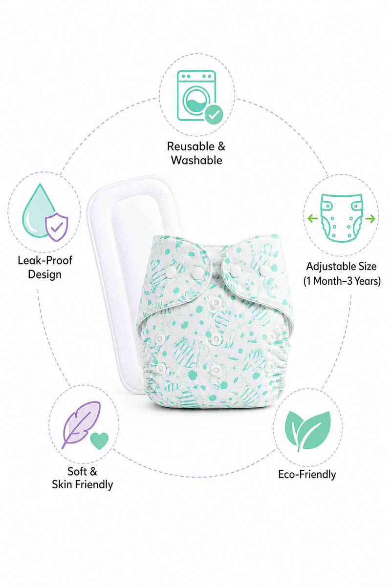 Adjustable Reusable Diaper Pant - Minty