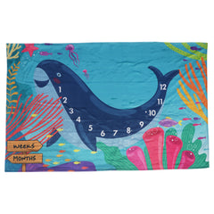 Dolphin - Milestone Blanket Quilt with 6 Milestone Cards and Markers