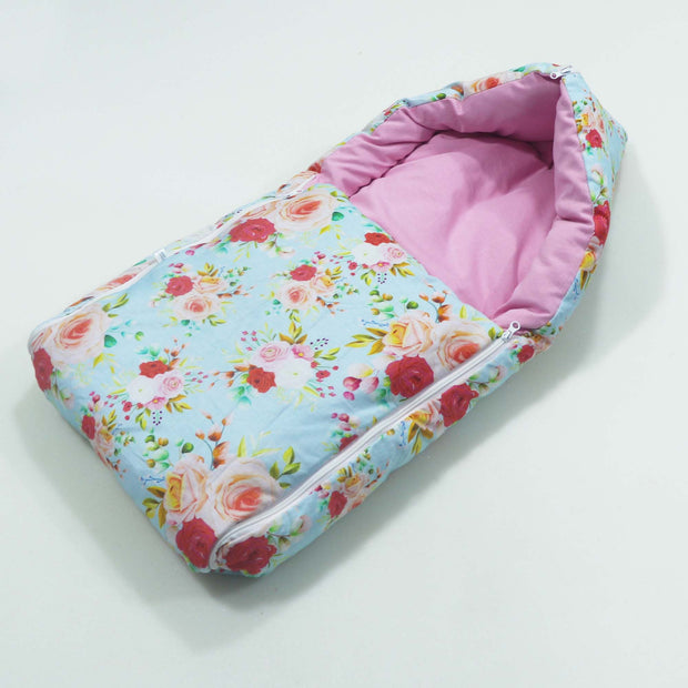 Blue Flora Baby Sleeping Bag N Carrier