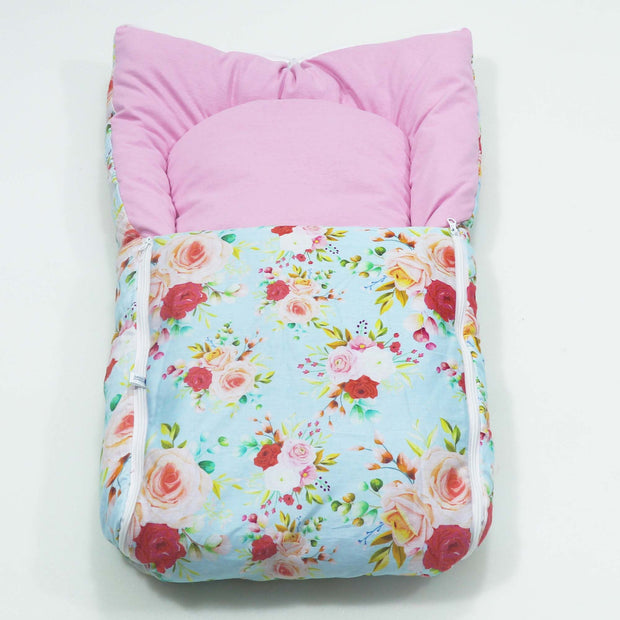 Blue Flora Baby Sleeping Bag N Carrier