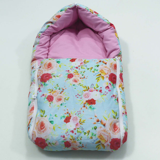 Blue Flora Baby Sleeping Bag N Carrier