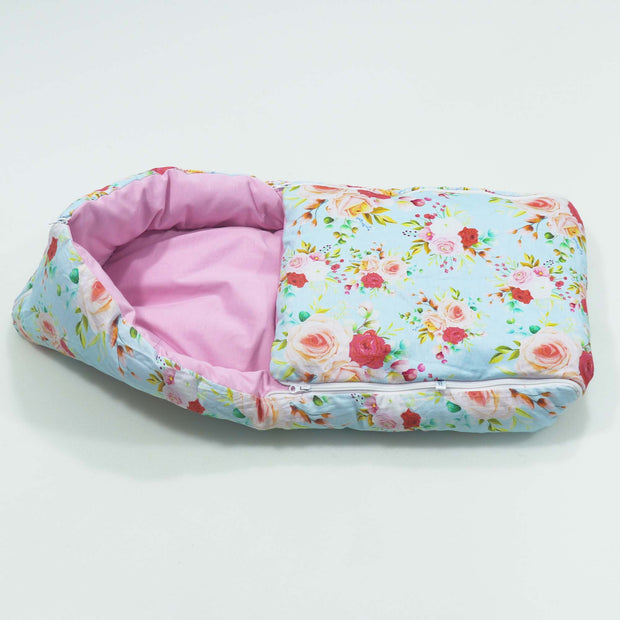 Blue Flora Baby Sleeping Bag N Carrier