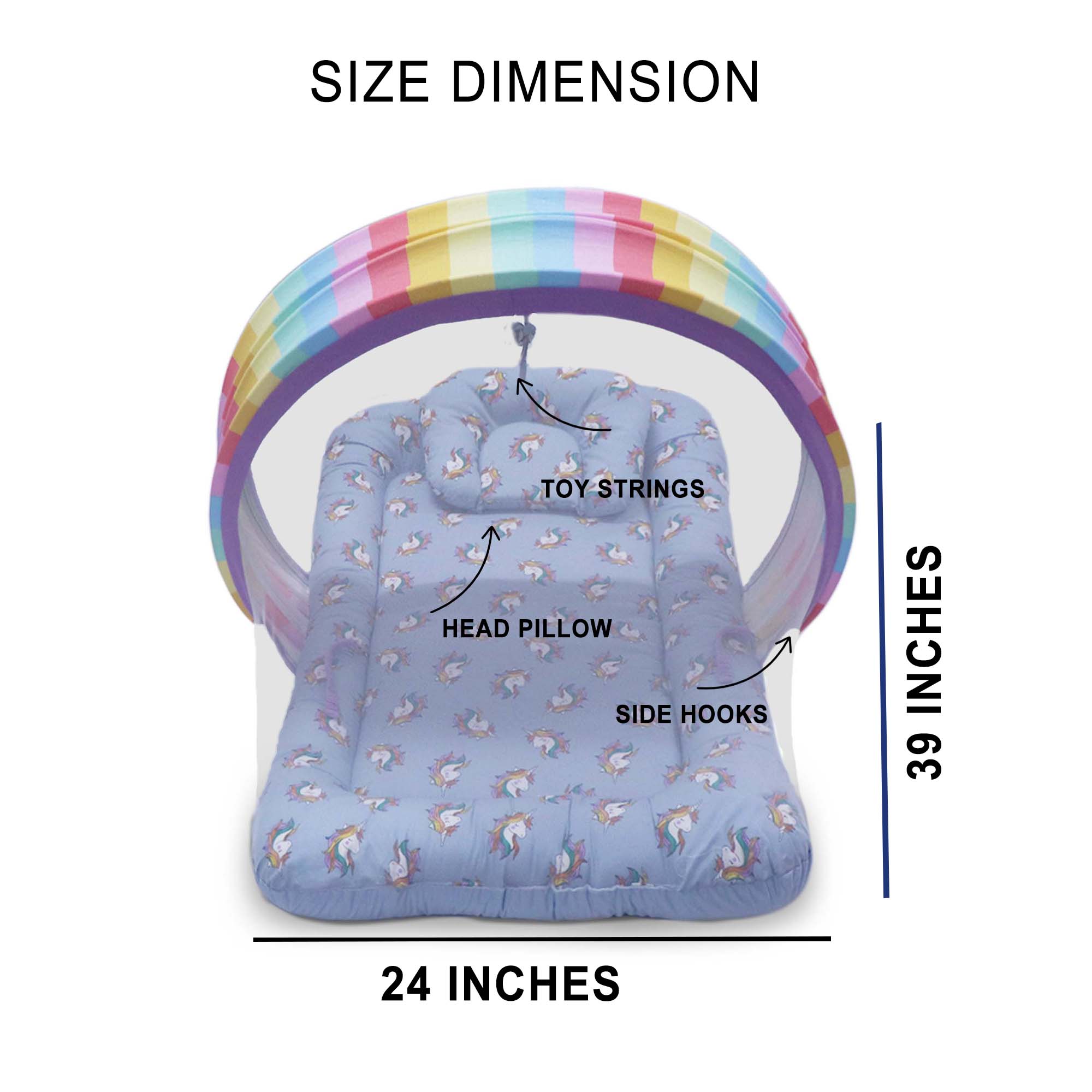Grey Unicorn -  Kradyl Kroft Bassinet Style Mosquito Net Bedding for Infants
