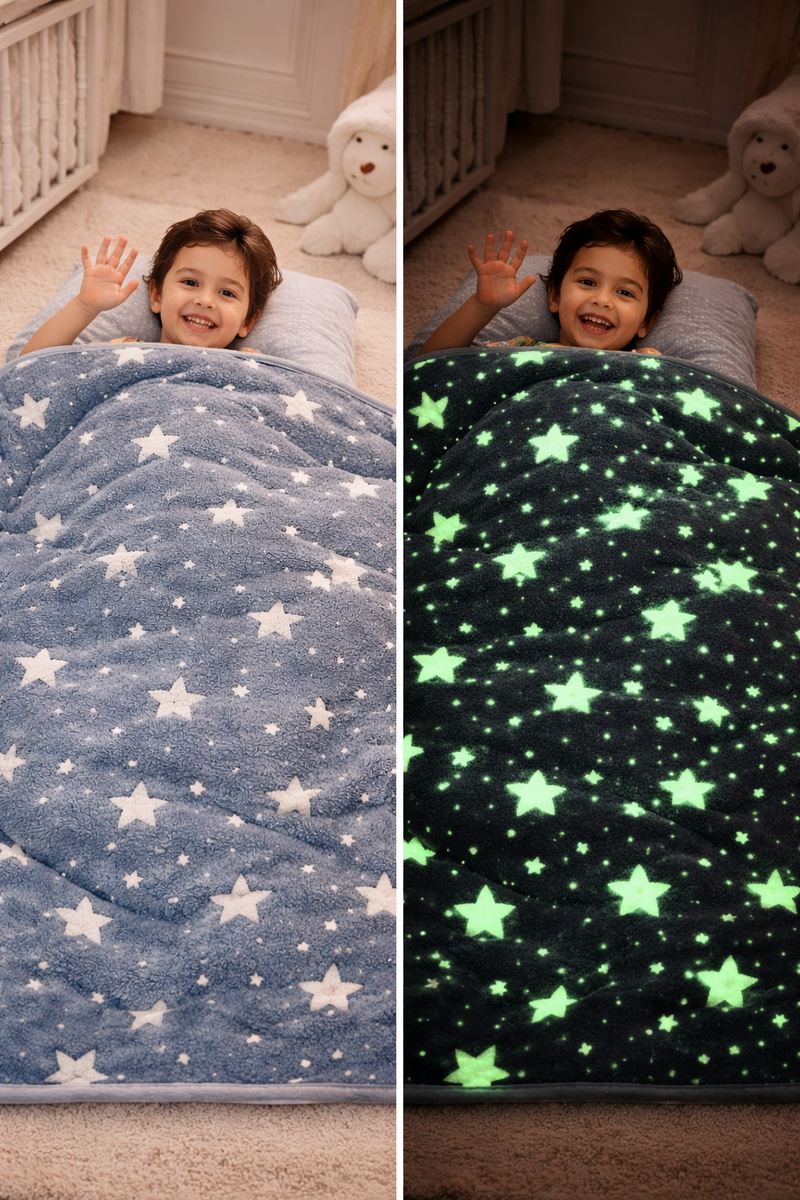 Kradyl Kroft Glow in the Dark Blankets | Large Size - Grey Star