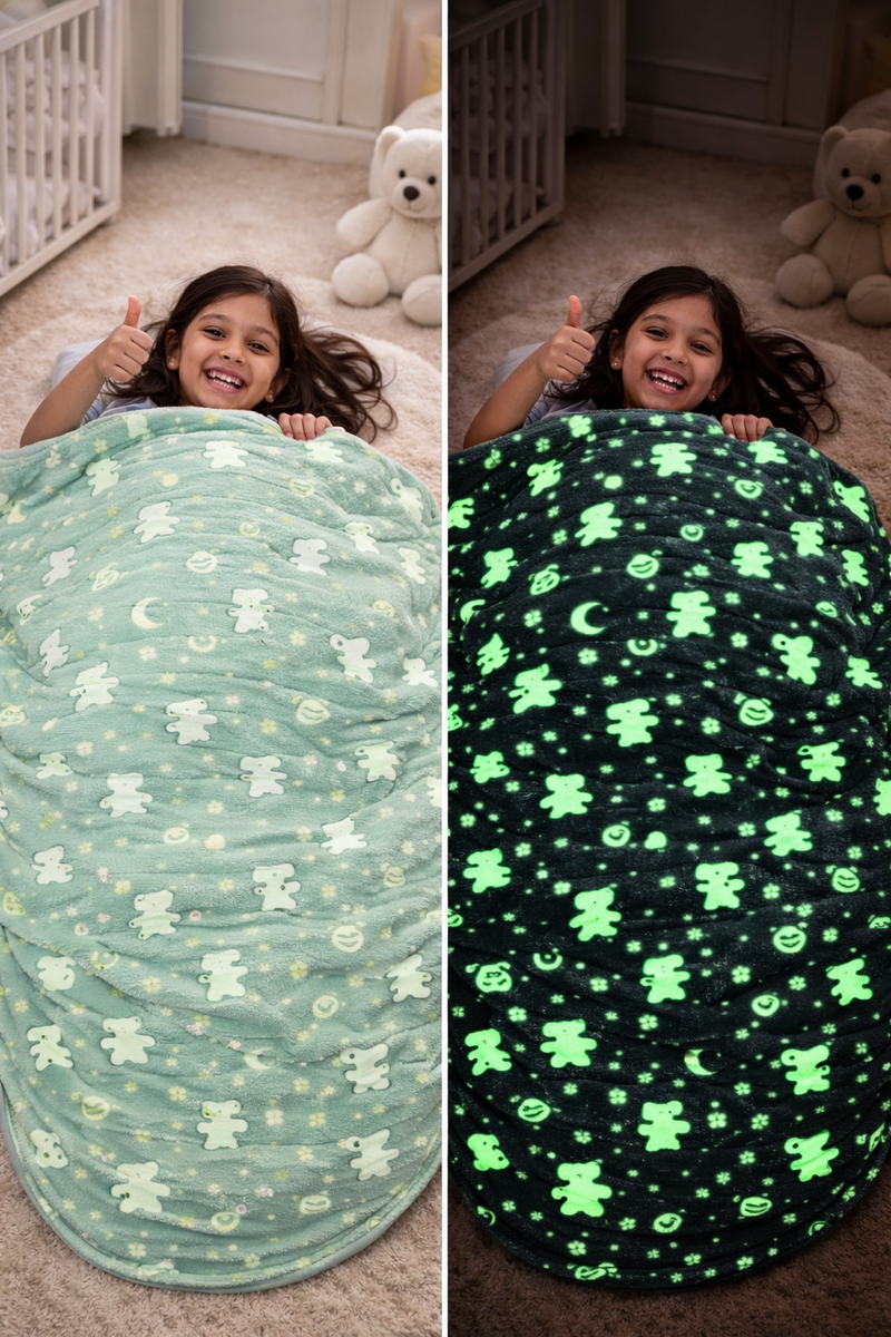 Kradyl Kroft Glow in the Dark Blankets | Large Size - Teddy