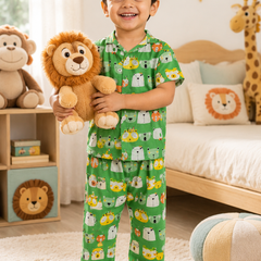 Green Panda - 100% Cotton Poplin | Unisex | Half Sleeve Cotton Sets for New Born to 6 Years
